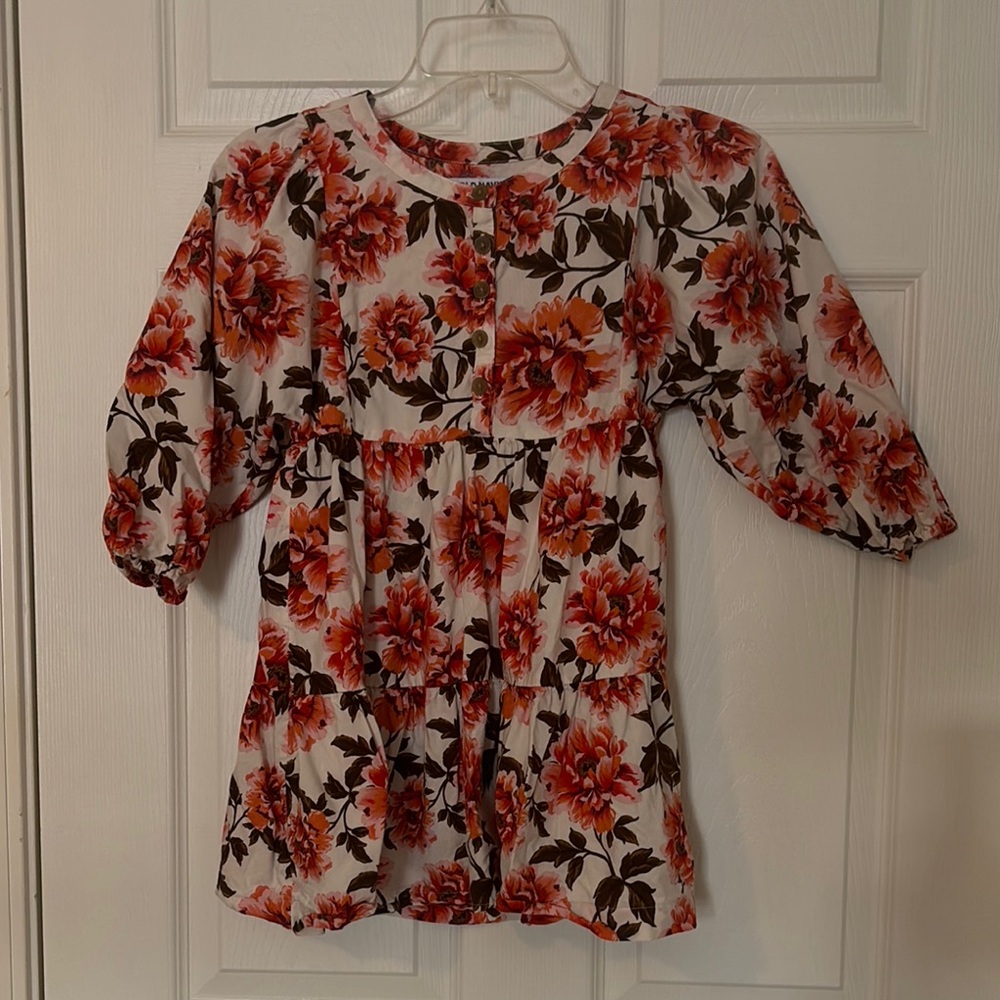 Floral Kids Dress in Red and White